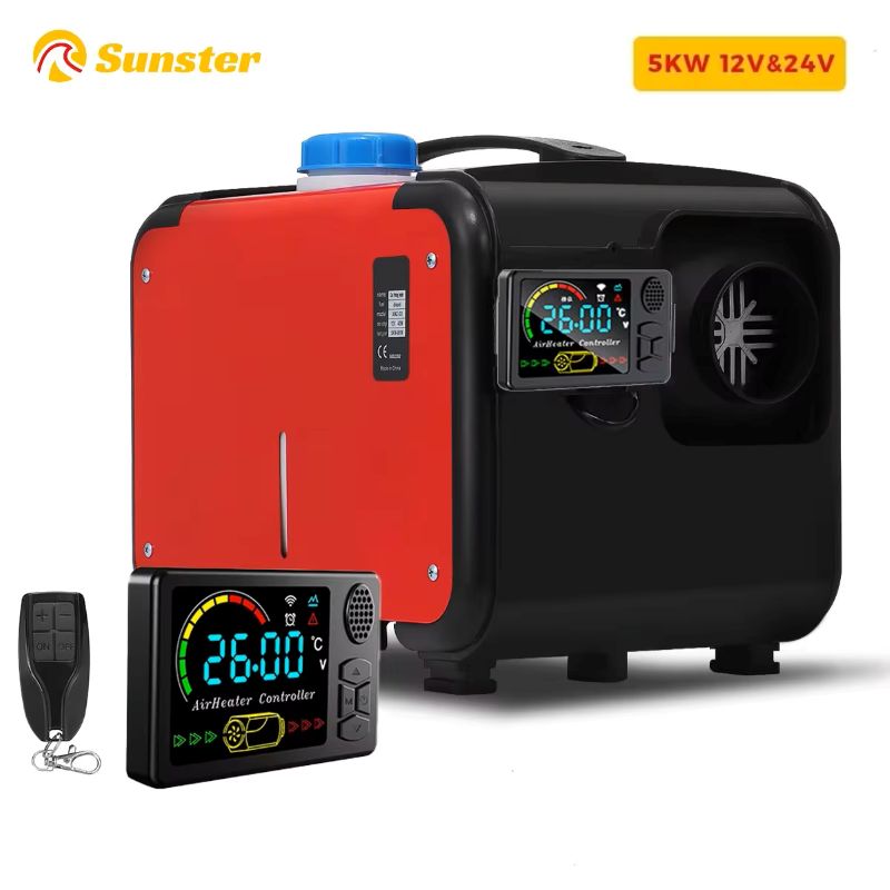 Sunster 5kW Autovarmer 12V/24V med Bluetooth App og LCD-Switch Diesel Luftvarmer all in one