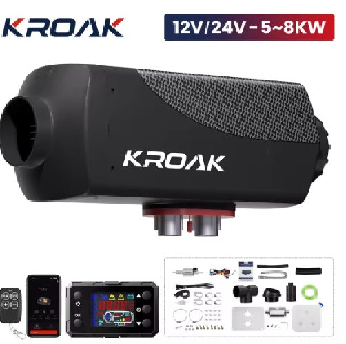 KROAK 5-8KW Dieselvarmer 12V-24V med Bluetooth og LCD-kontrolKROAK 5-8KW Dieselvarmer 12V-24V med Bluetooth og LCD-kontrol