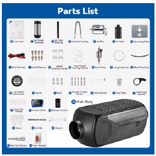 Kabinevarmer 12/24 Volt 8 KW med Bluetooth